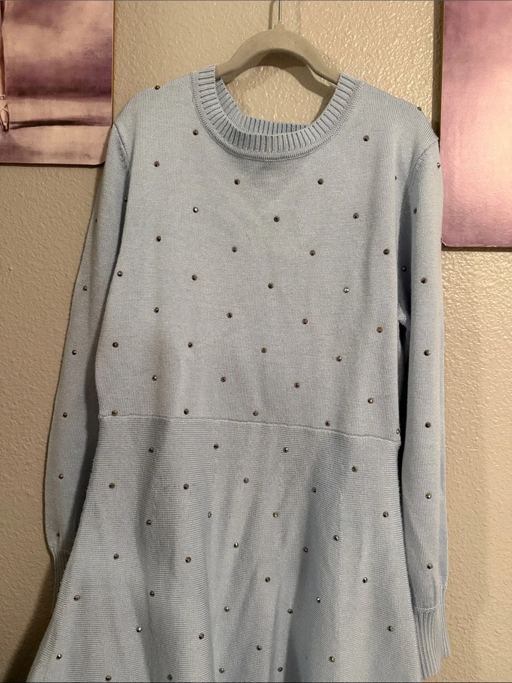 Poppies and Roses girls sweater knit dress size M light blue pre loved